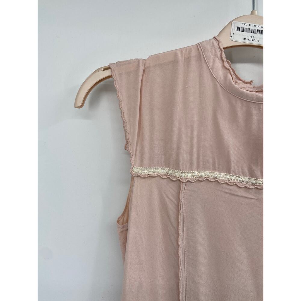 See by Chloe‎ Pink High Neck Cap Sleeve Tiered Shift Midi Dress Size 38 - Picture 4 of 7